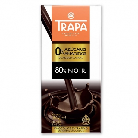 Chocolate 80% negro 0% azucares - Trapa