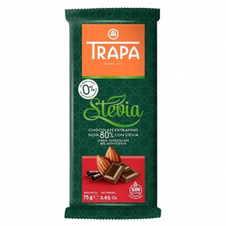 Chocolate Trapa 0% azucares con Stevia - Chocolate negro 80%